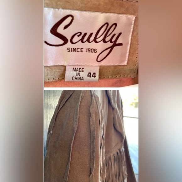 Mens size 44 vintage tan leather fringe Scully like new-never worn-no tags - Picture 6 of 6
